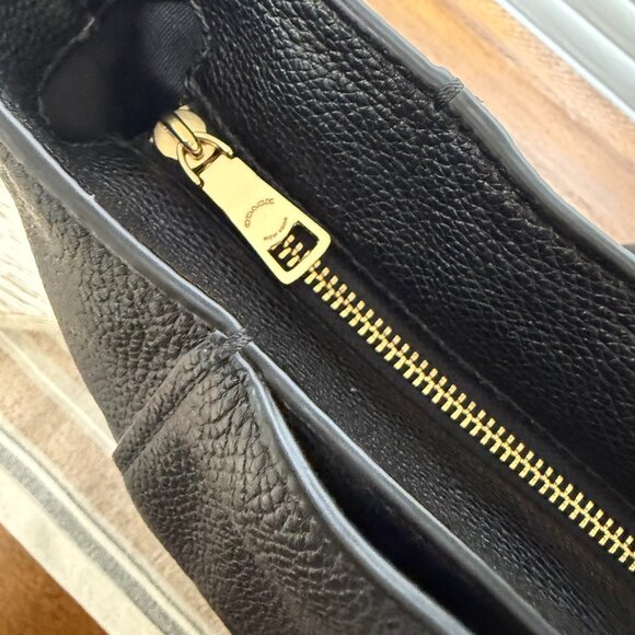 COACH TURNLOCK CHAIN TOTE Black Pebbled Leather Shoulder Bag Work Travel Casual - Picture 8 of 16